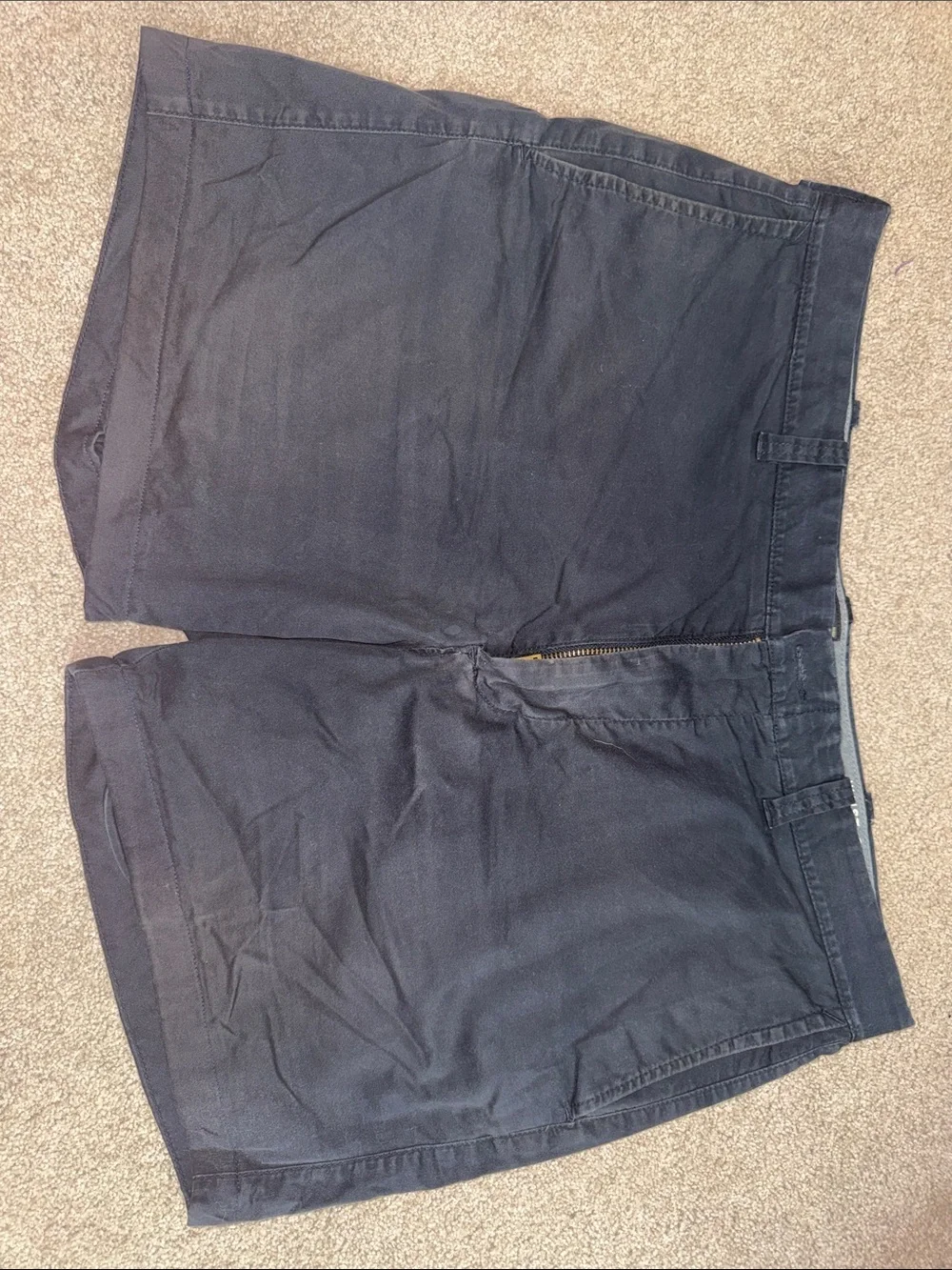 Men's dark navy worn deck shorts 36W 7” stretch